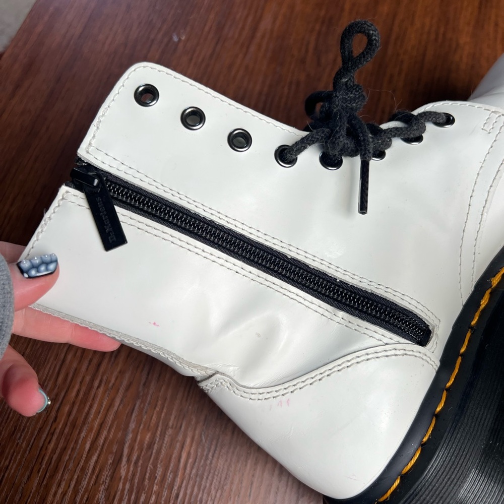Dr. Martens White Platform Leather Women's Boots - Picture 8 of 9